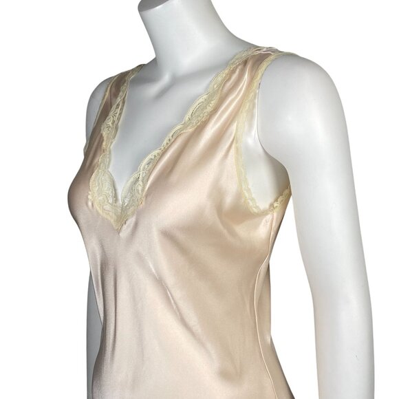 Vintage Lindsey Blake Short Satin Robe Nightgown Set Size M Lace Trim Pale Pink - Picture 7 of 14